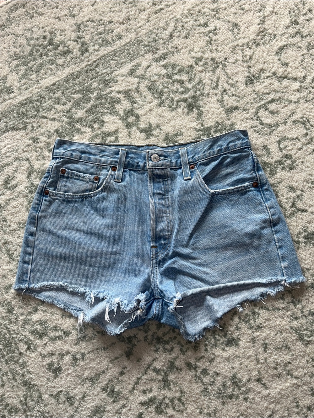 Levi's Light Blue High-Rise Cutoff Denim Shorts